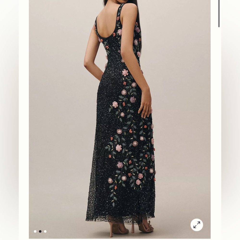 Mac Duggal Square-Neck Floral Beaded Maxi Dress - Picture 3 of 11